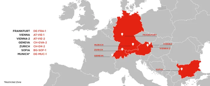 Exoscale data centre locations across Europe